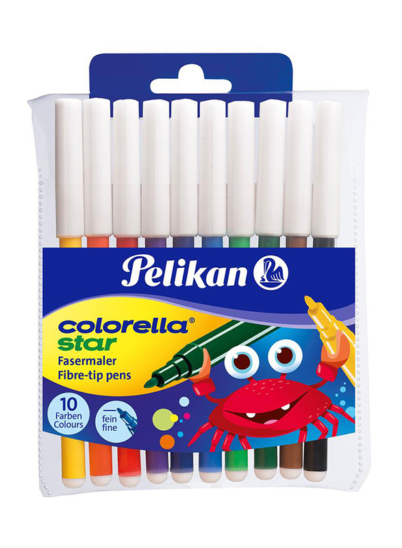 بيليكان قلم رسم كولوريلا ستار برأس من الألياف، 10 قطع، ألوان متعددة