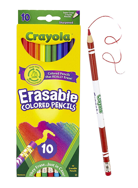 

Crayola Erasable Coloured Pencils, 10-Pieces, 33635, Multicolor