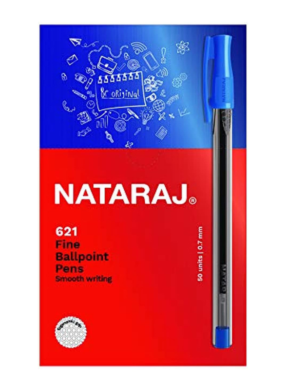 Nataraj 50-Piece 621 Fine Pen, 0.7mm, Blue