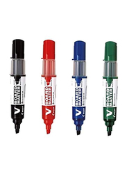 بايلوتطقم أقلام قابل لإعادة الملء مكون من 4 قطع على شكل حرف V للسبورة البيضاء الرئيسية، ألوان متنوعة