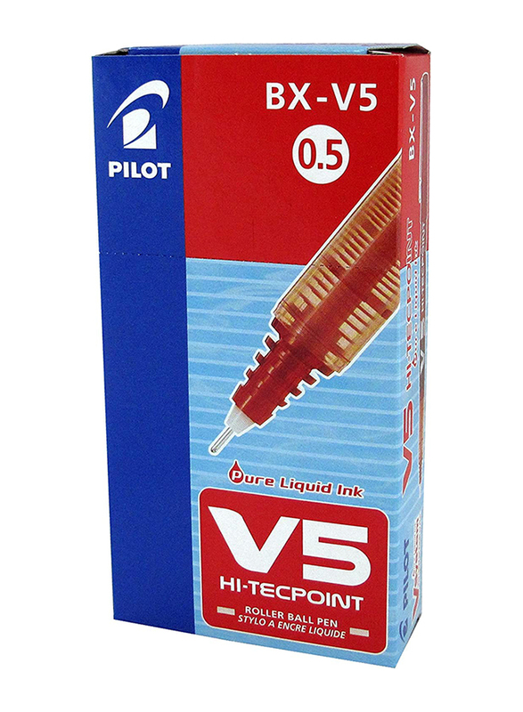 بايلوت مجموعة أقلام V5 من 12 قطعة، أحمر