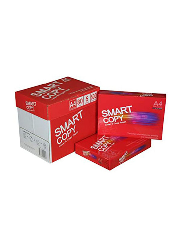 Smart Copy Laser & Copy Paper Set, 80 GSM, A4 Size, 5 x 500 Sheets, White