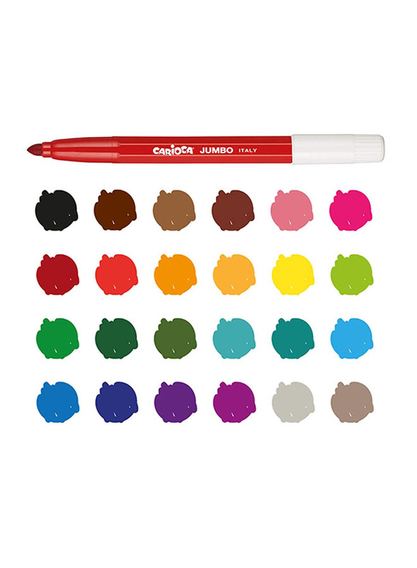 كاريوكا مجموعة أقلام تحديد رأس لباد قابلة للغسل، 24 قطعة، عدة ألوان