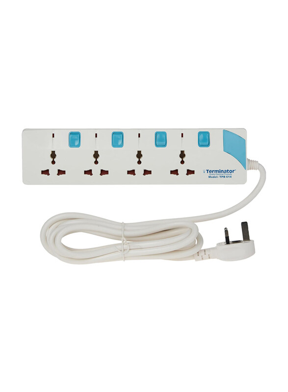 

Terminator 4-Way Universal Power Socket, White