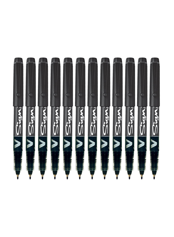 بايلوت طقم أقلام حبر سائل مكون من 12 قطعة، أسود