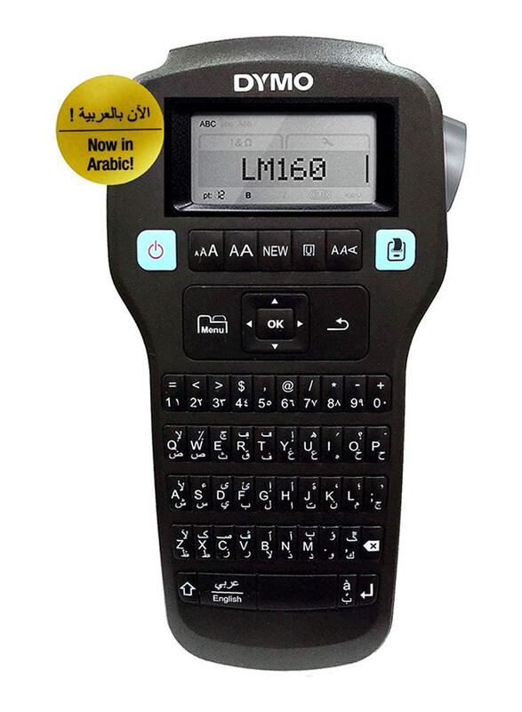 

Dymo Label Maker for Home & Office with Eng/Ara Keyboard Plus, 12mm x 7Meter Tape, Black/White