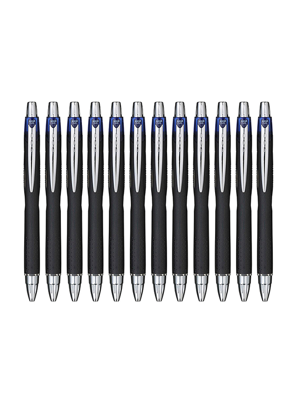 يوني بول طقم أقلام حبر جاف جيت ستريم من 12 قطعة، 1.0 ملم، SX 210، أزرق