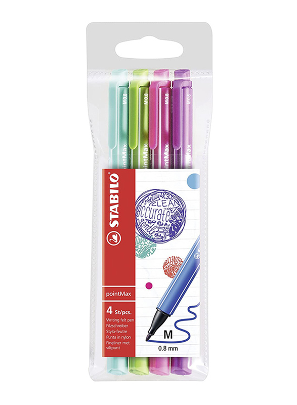 Stabilo Nylon Tip Writing Pen Set, 4 Pieces, Assorted Color