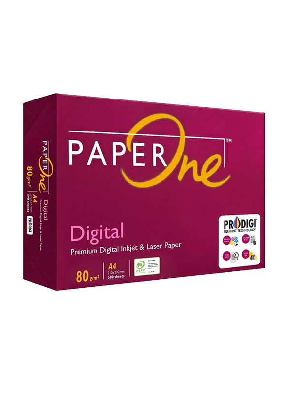 PaperOne Copier Digital Copy Paper, 80 GSM, A4 Size, 5 x 500 Sheets, White