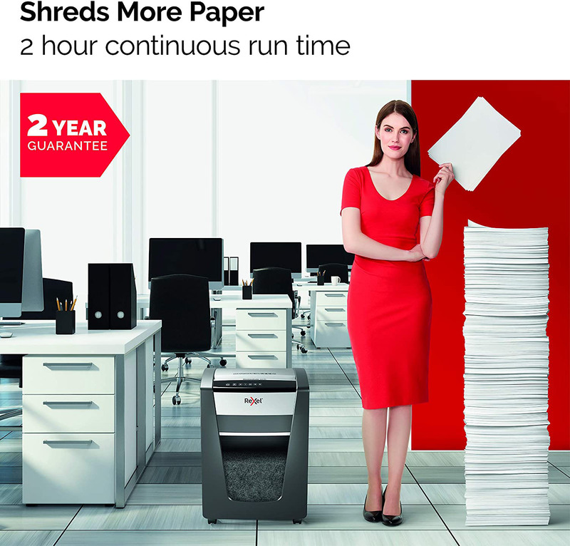 Rexel 10 Sheets Momentum Micro Cut Paper Shredder, 23 Liter Bin, M510, Black