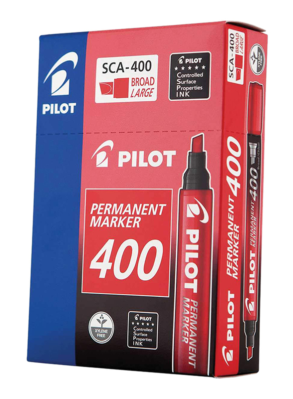 Pilot 12-Piece Permanent Marker Set, Sca-400, Chisel Red