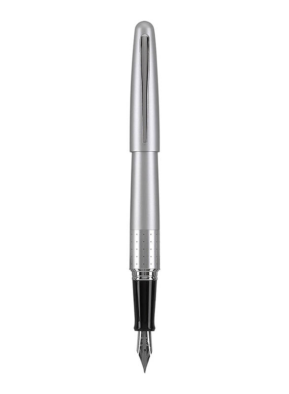 Pilot Metropolitan Collection Dots Design Fountain Pen, Medium Nib, 91105, Silver Barrel, Black