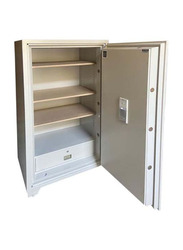 Eiko 2 Shelf 1 Drawer Yet Fire Resistant Safe with Digital and 1 Button Key Lock, 704, Light Grey