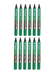 بايلوت مجموعة أقلام تحديد دائمة برأس إزميل من 12 قطعة، أخضر