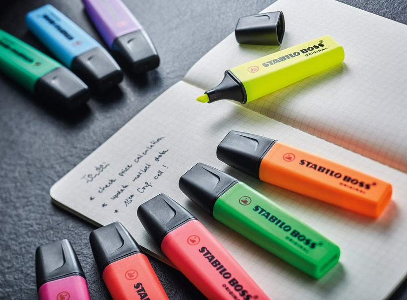 ستابيلو طقم أقلام تحديد بوس أوريجنال مكون من 8 قطع، 2 مم / 5 مم، ألوان متنوعة