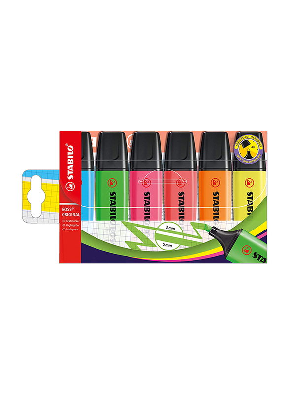 ستابيلو مجموعة أقلام تحديد بوس أوريجنال مكون من 6 قطع، 2 مم / 5 مم، ألوان متنوعة