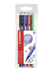 Stabilo 4-Piece Point Max Nylon Tip Writing Pen Set, 0.8mm, Assorted Color