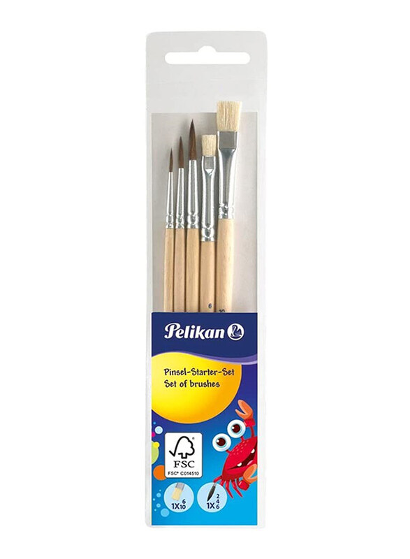 

Pelikan Starter Paint Brush Set, 5 Pieces, 718163, White/Silver