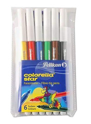 بيليكان قلم رسم كولوريلا ستار برأس من الألياف، 6 قطع، ألوان متعددة
