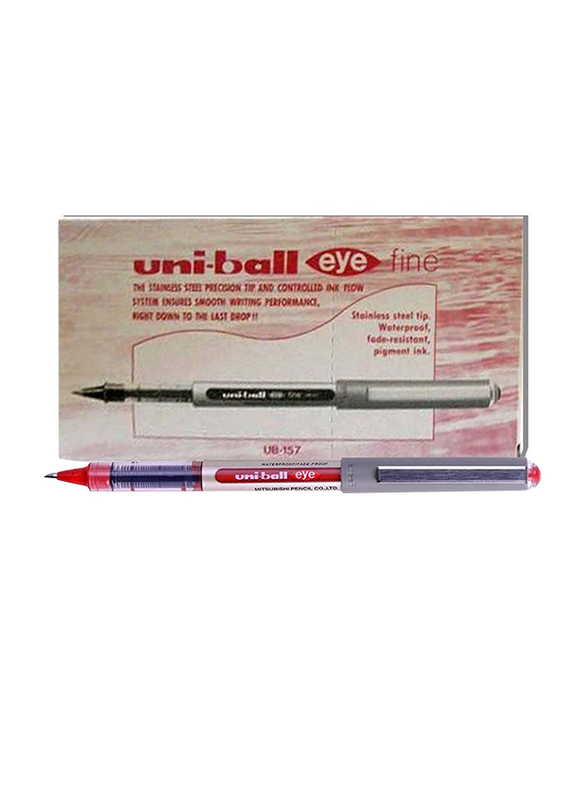 Uniball 12-Piece Eye Fine Rollerball Pen Set, Ub-157, Red
