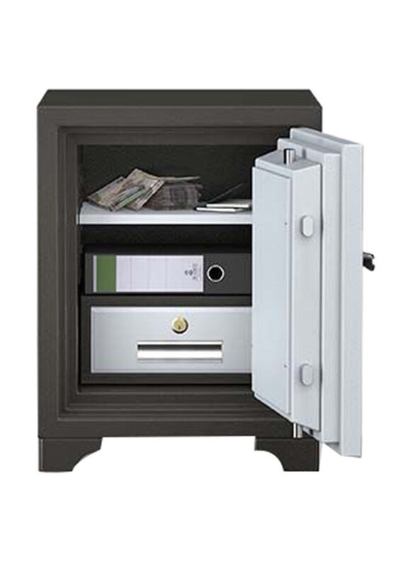 Safire Fire Resistant Safe with 1 Shelf and 1 Drawer, FR 445-EL, Grey