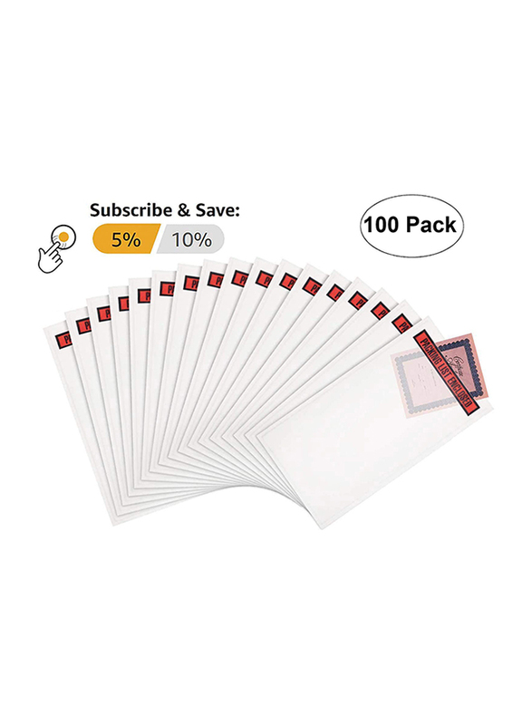 ABC Pack & Supply Packing List Enclosed Adhesive Envelopes Pouches, 100 Pieces, White