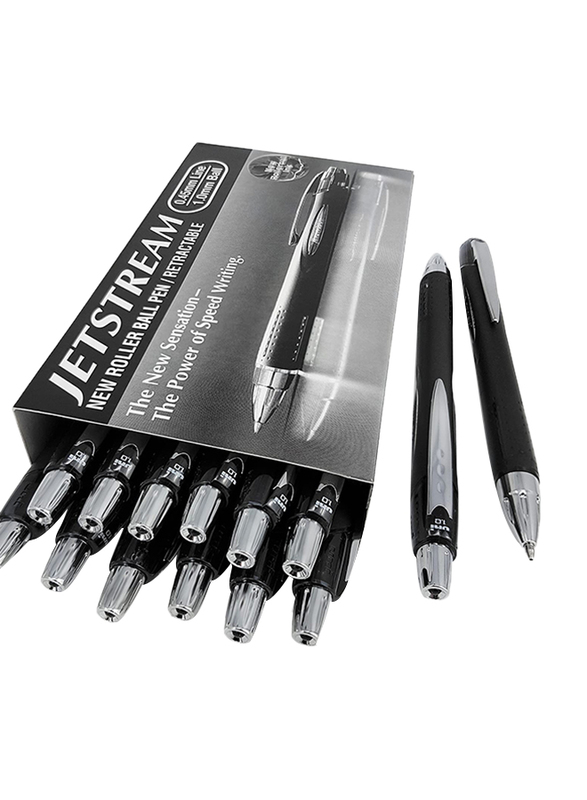 يوني بول مجموعة أقلام جت ستريم كروية قابلة للسحب من 14 قطعة، 1.0 مم، SXN-210، أسود