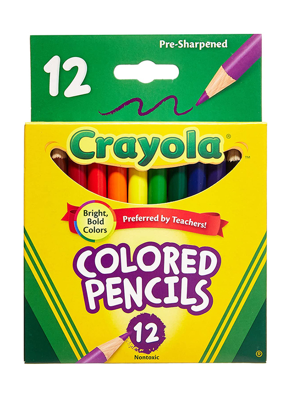 Crayola Short Barrel Colored Woodcase Pencils Set, 3.3mm, Set of 3, 12-Pieces, Multicolor
