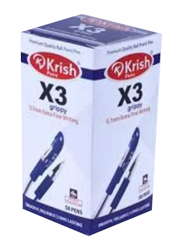 Krish 50-Piece X3 Ball Pen, 0.7mm, Blue