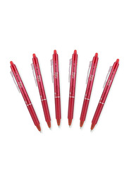 بايلوت مجموعة أقلام جل رفيع قابل للمسح فريكسيون كليكر من 6 قطع، 0.7 ملم، أحمر