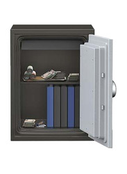 Safire Vertical Fire Resistant Safe with 1 Shelf and 1 Tray, FR 40-1EL+1KL, Grey