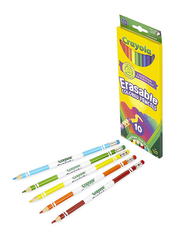 Crayola Erasable Coloured Pencils, 10-Pieces, 33635, Multicolor