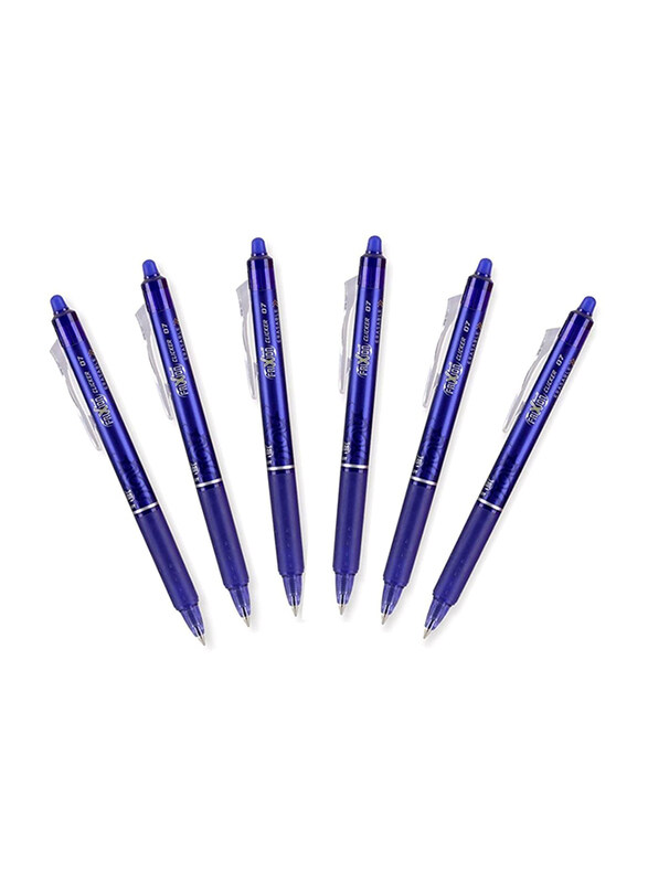 

Pilot 6-Piece Frixion Clicker Retractable Erasable Fine Point Gel Pen Set, 0.7mm, Blue