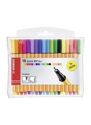 ستابيلو بوينت 88 أقلام تحديد رفيع، 18 قطعة، ألوان متعددة