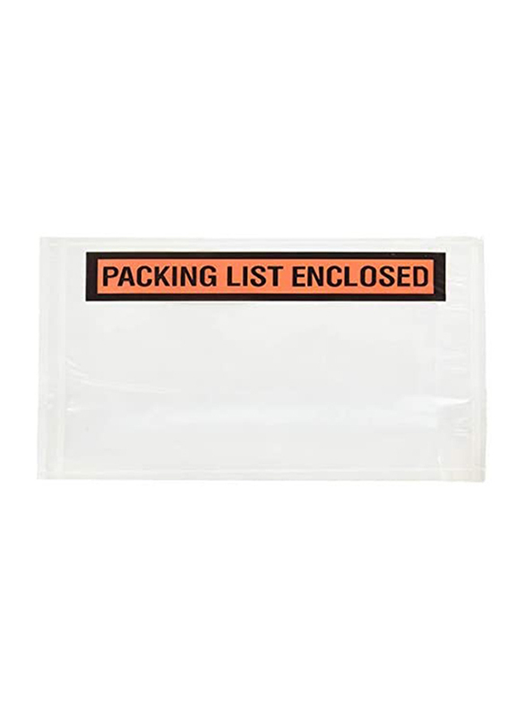 ملصق أمامي مع مغلف بعبارة "Packing List Enclosed"، 100 قطعة، شفاف