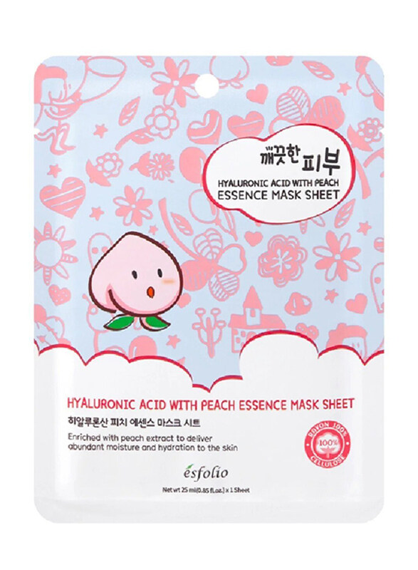 

Esfolio Pure Skin Hyaluronic Acid With Peach Essence Mask Sheet, 25ml