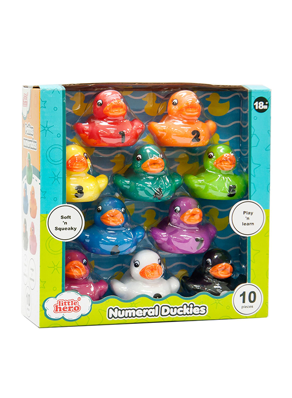 Little Hero 10-Piece Numeral Duckies Bath Toys, Multicolour