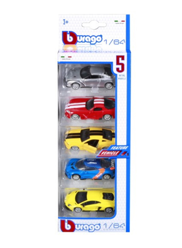 Bburago Vehicles, 1:64 Scale, 5 Pieces, Assorted, Ages 1+