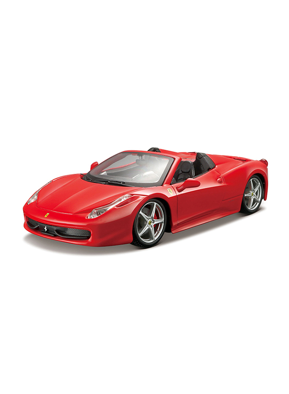 Bburago Ferrari 458 Spider Race & Play Diecast Model Car Without Stand, 1:24 Scale, Red, Ages 1+