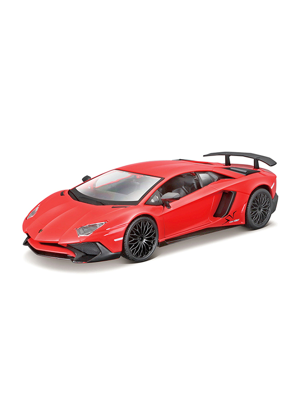 Bburago Lamborghini Aventador SV Metal Diecast Model Roadster Car, LP750-4, 1:24 Scale, Red, Ages 1+