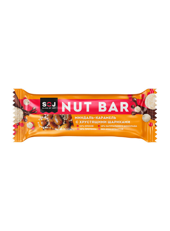 

SOJ Nut Bar Almond & Caramel with Crispy Balls, 40g