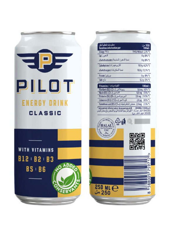 

Pilot Classic Energy Drink with Vitamin B12, B2, B3, B5, B6, 250ml