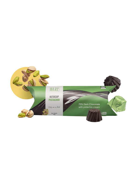 

Keto Real Ketocup Pistachio Sugar Free 75% Dark Chocolate with Pistachio Cream, 50g