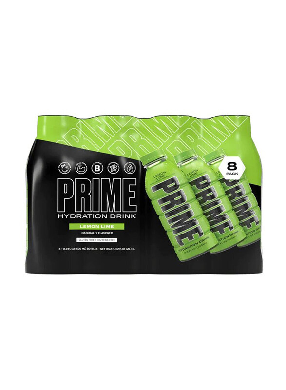 

Prime Hydration Lemon Lime Drink, 8 x 500ml