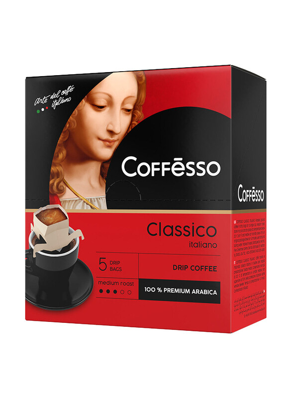 

Coffesso Classico Italiano Ground Coffee, 5 Sachet Drip Bags, 45gm