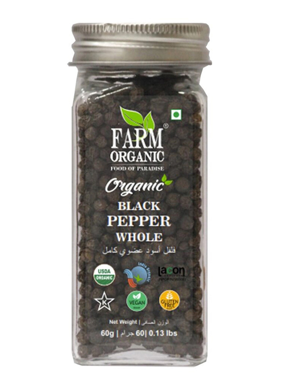 Farm Organic Gluten Free Black Pepper Whole, 60g