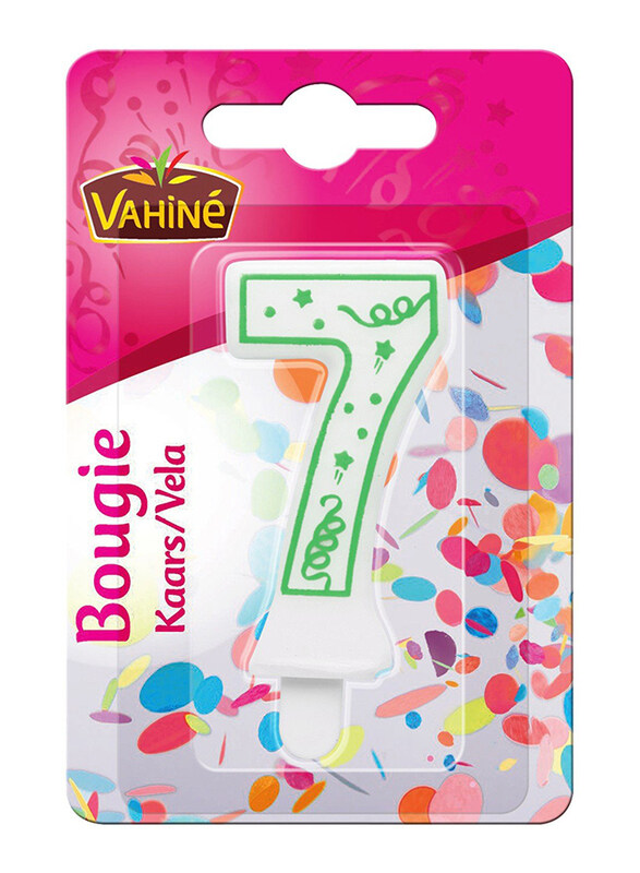 

Vahine Number 7 Birthday Candle, 30gm, White/Green