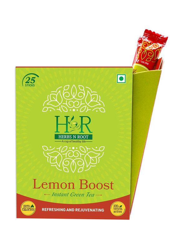 

Herbs N Root Lemon Boost Instant Green Tea Sticks, 25 Sticks x 2g