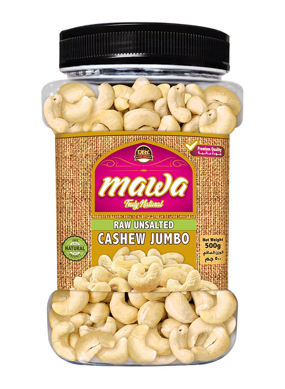 Mawa Raw Unsalted Cashew Jumbo Plastic Jar, 500g