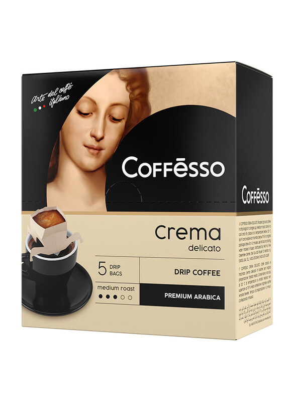 

Coffesso Crema Delicato Ground Coffee, 5 Sachet Drip Bags, 45gm